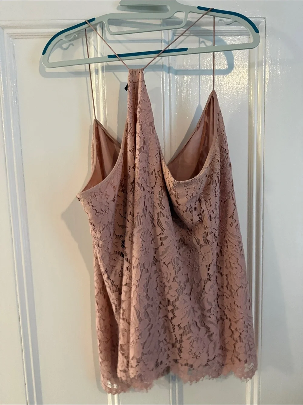 J.Crew Blush Pink rose Lace v neck tank top dressy 16 tall balletcore garden